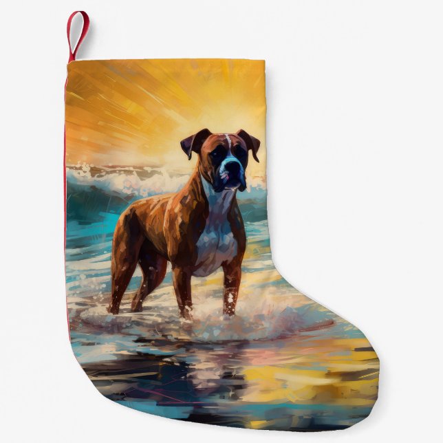 Petite Chaussette De Noël Boxer Beach Surfing Peinture (Devant)