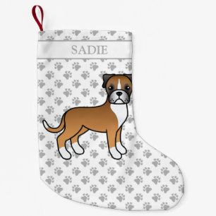 Petite Chaussette De Noël Boxer Cute Cartoon Chien et nom