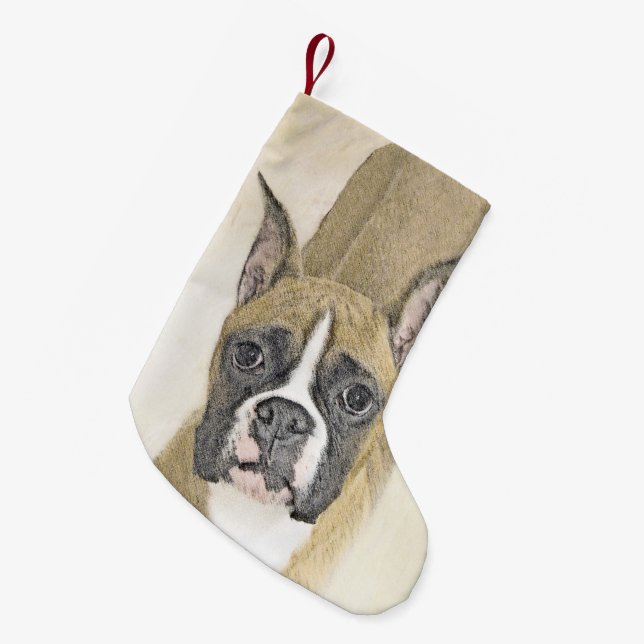 Petite Chaussette De Noël Boxer Peinture - Cute Original Chien Art (Devant (Accrochage))