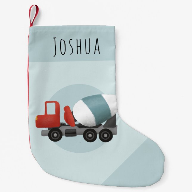 Petite Chaussette De Noël Boys Cute Blue Construction Transport Enfants (Devant)