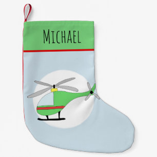 Petite Chaussette De Noël Boys Cute Helicopter Doodle and Name