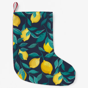 Petite Chaussette De Noël Branches de citron : Bleu Décoratif sans joint