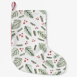 Petite Chaussette De Noël Branches et baies d'arbres de Noël - vintage