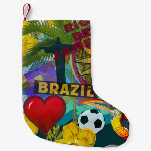 Petite Chaussette De Noël Brésil Rio de Janiero Sun Travel Art coloré