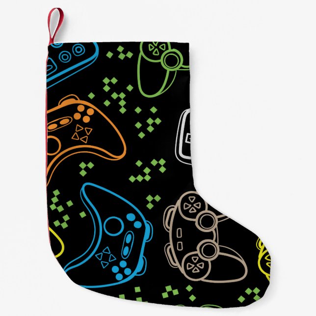 Petite Chaussette De Noël Bright gaming joysticks : motif cool. (Devant)