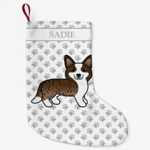 Petite Chaussette De Noël Brindle Cardigan Welsh Corgi Chien & Nom