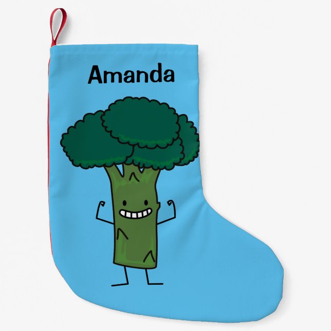 Petite Chaussette De Noël Brocoli fléchissant le légume heureux de vert de (Devant)