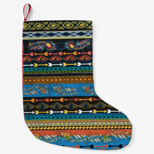 Petite Chaussette De Noël Broderie coloré simplifié plumes ethniques pat