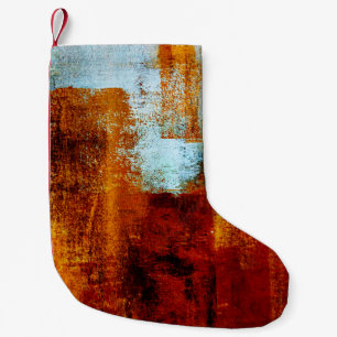 Petite Chaussette De Noël Brosse multicolore dans la structure de l'huile. G