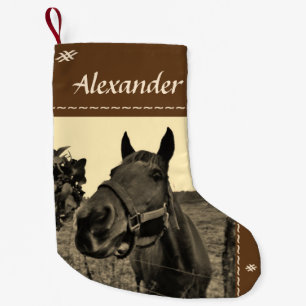 Petite Chaussette De Noël Brown Sépière noire ton cheval de Noël