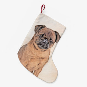 Petite Chaussette De Noël Bruxelles Griffon Smooth Painting Original Chien A
