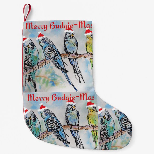 Petite Chaussette De Noël Budgie Budgies Merry Budgiemas Christmas Stocking (Devant)