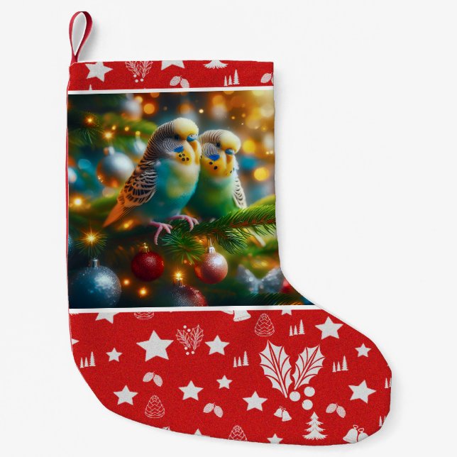 Petite Chaussette De Noël Budgies Christmas Stocking (Devant)