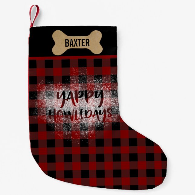 Petite Chaussette De Noël Buffalo Check YAPPY HOWLIDATS (Devant)