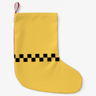 Petite Chaussette De Noël Cabine jaune à damiers motif