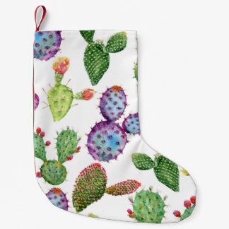 Petite Chaussette De Noël Cactus tropicaux : Aquarelle Motif sans couture