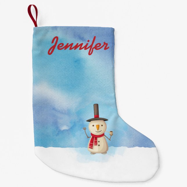 Petite Chaussette De Noël Cadeau de Noël personnalisé Snowman (Devant)