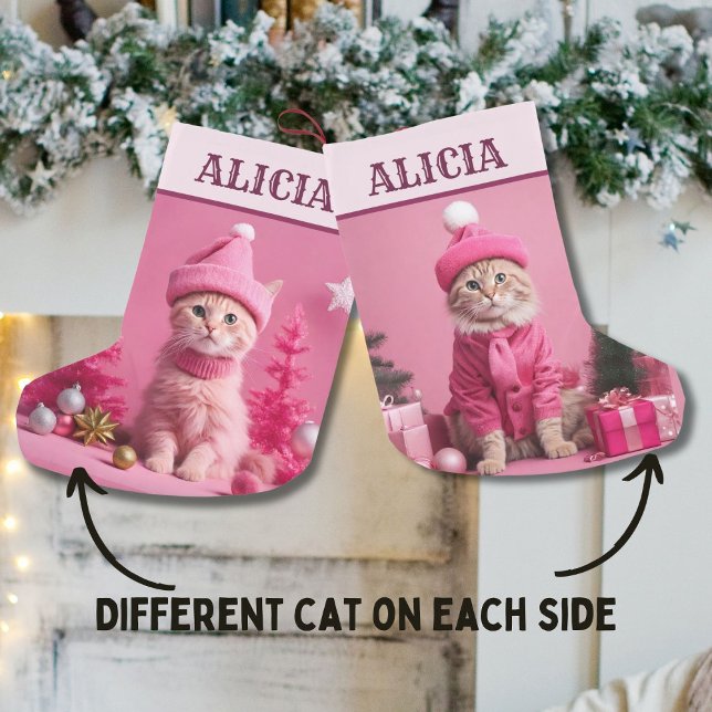 Petite Chaussette De Noël cadeau de Noël rose Cute Chat cintre (Créateur téléchargé)