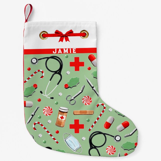 Petite Chaussette De Noël Cadeau de vacances infirmière (Devant)