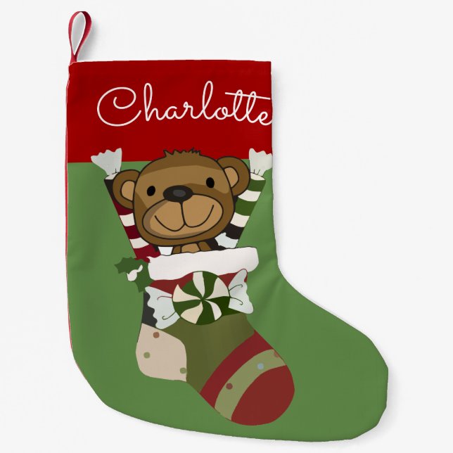 PETITE CHAUSSETTE DE NOËL CADEAUX PERSONNELS DE BAS DE NOËL D'OURS DE (Devant)