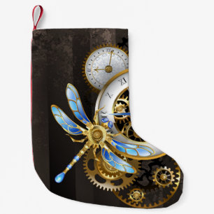 Petite Chaussette De Noël Cadran Steampunk avec libellule