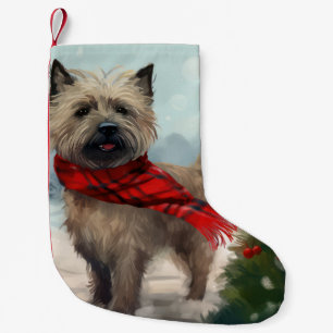 Petite Chaussette De Noël Cairn Terrier Dog dans Noël de neige