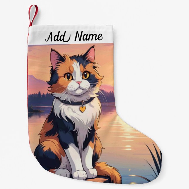 Petite Chaussette De Noël Calico Cat (Devant)