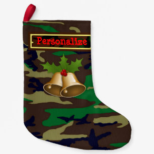Petite Chaussette De Noël Camo de Noël américain Woodland avec cloches