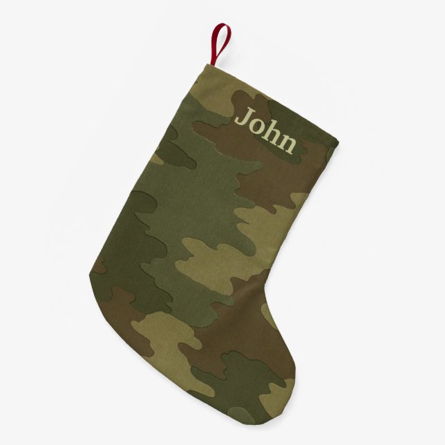Petite Chaussette De Noël Camouflage foncé personnalisé Stockage de Noël (Devant (Accrochage))