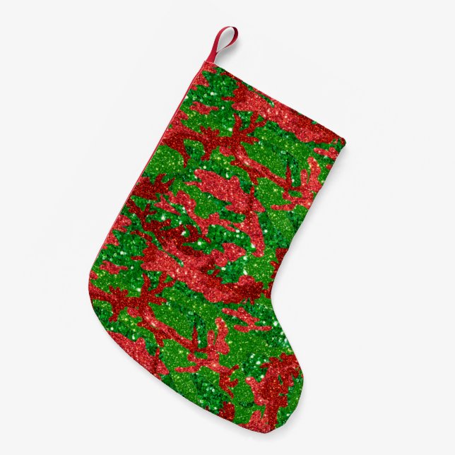 Petite Chaussette De Noël Camouflage Parties scintillant Haus De Camo Xmas (Devant (Accrochage))