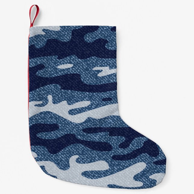 Petite Chaussette De Noël Camouflage tacheté Denim Jeans Motif (Devant)
