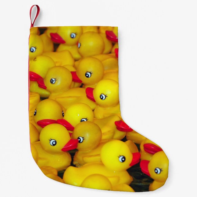 Petite Chaussette De Noël Canards en caoutchouc jaune (Devant)