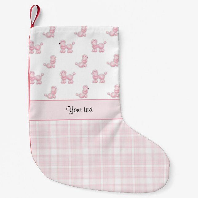 Petite Chaussette De Noël Caniches et contrôles roses de rose (Devant)