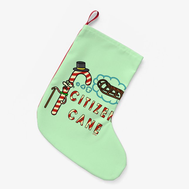 Petite Chaussette De Noël Canne citoyen Canne de Noël drôle (Devant (Accrochage))