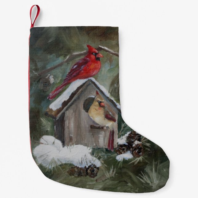 Petite Chaussette De Noël Cardinaux sur la volière de Milou (Devant)