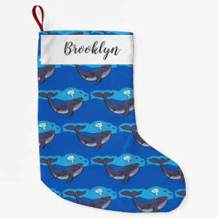 Petite Chaussette De Noël Caricature de baleine mignonne et de baleine de ve