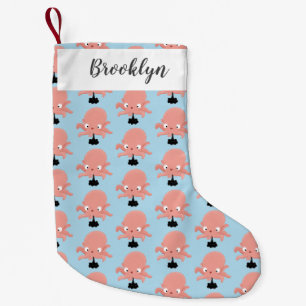 Petite Chaussette De Noël Caricature de bébé pieuvre rose mignonne humour