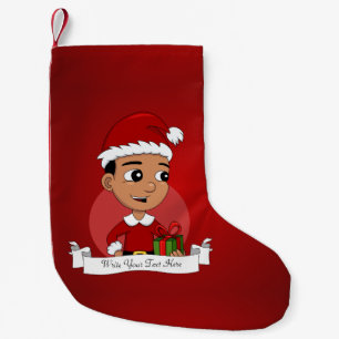 Petite Chaussette De Noël Caricature de garçon de Noël hispanique