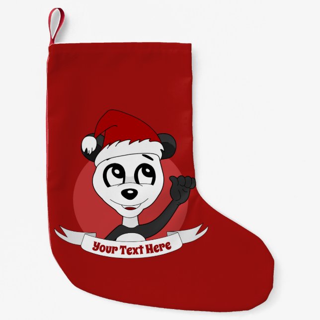 Petite Chaussette De Noël Caricature de Noël avec mignon ours panda petit ch (Devant)