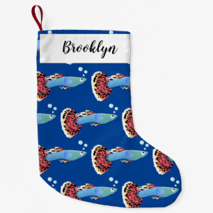 Petite Chaussette De Noël Caricature de poisson tropical guppy très chic