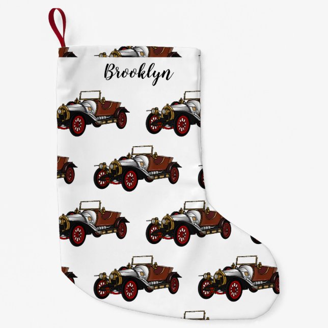 Petite Chaussette De Noël Caricature de voiture classique 1920 (Devant)