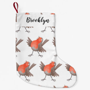 Petite Chaussette De Noël Caricature d'oiseau rouge chantant mignon