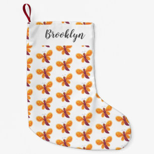 Petite Chaussette De Noël Caricature joli papillon orange
