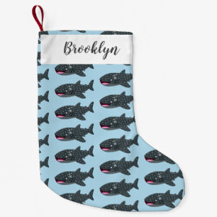Petite Chaussette De Noël Caricature joli requin baleine joyeux