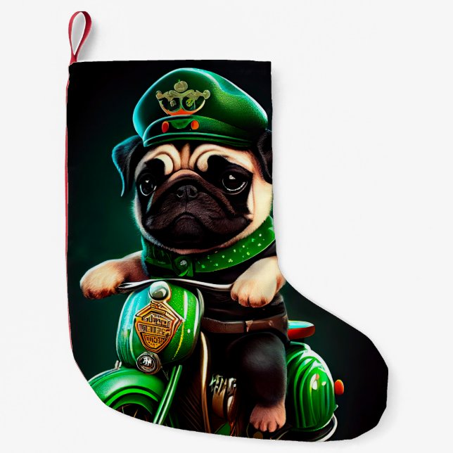 Petite Chaussette De Noël Carlin Chien Conduite Vélo St. Patrick's Day (Devant)