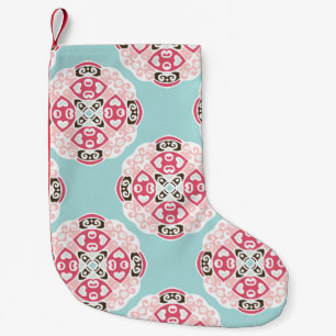 Petite Chaussette De Noël Carreaux abstraits bleus : vintages mignons.