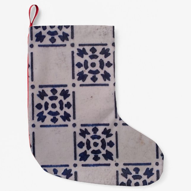 Petite Chaussette De Noël Carrelage Delft Bleu : Motif d'art néerlandais cla (Devant)