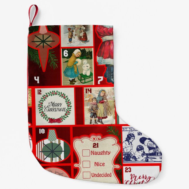 Petite Chaussette De Noël Carrés de l'illustration de Noël (Devant)