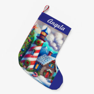 Petite Chaussette De Noël Carte magnétique marine du phare de Noël