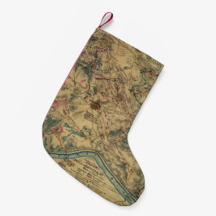 Petite Chaussette De Noël Carte vintage de champ de bataille d'Antietam